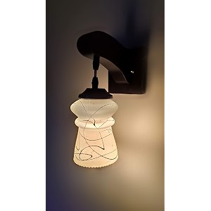 arus wooden and glass circular white line pattern modern downlight wall lamp for home white  pack of 1