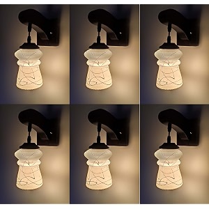 arus wooden and glass circular white line pattern modern downlight wall lamp for home white  pack of 6