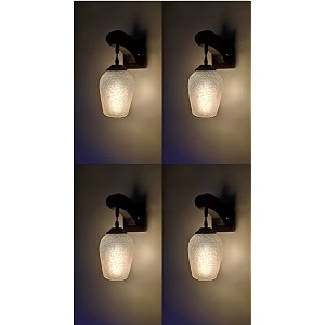 arus wooden and glass crack design transculent shade downlight fancy wall lamp for home transculent  pack of 4