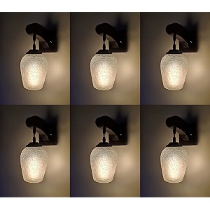 arus wooden and glass crack design transculent shade downlight fancy wall lamp for home transculent  pack of 6