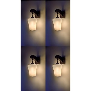 arus wooden and glass exquisite design modern white shade downlight fancy wall lamp for home white  pack of 4