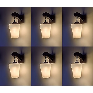 arus wooden and glass exquisite design modern white shade downlight fancy wall lamp for home white  pack of 6