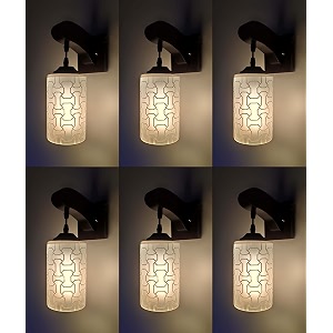arus wooden and glass fancy modern white shade downlight fancy wall lamp for home white  pack of 6