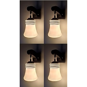 arus wooden and glass fancy white shade downlight wall light for home white  pack of 4