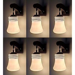 arus wooden and glass fancy white shade downlight wall light for home white  pack of 6