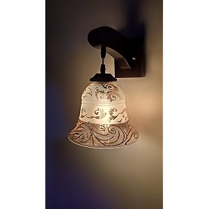 arus wooden and glass flower design work transparent shade downlight wall light for home transculent  pack of 1