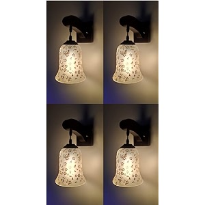 arus wooden and glass flower design work transparent shade downlight wall light for home transculent  pack of 4