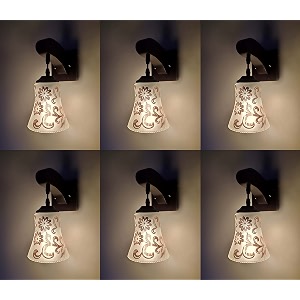 arus wooden and glass flower design work transparent shade downlight wall light for home transculent  pack of 6