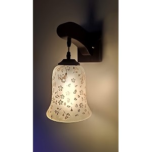 arus wooden and glass flower design work transparent shade downlight wall light for home transculent  pack of 1