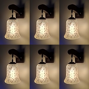 arus wooden and glass flower design work transparent shade downlight wall light for home transculent  pack of 6