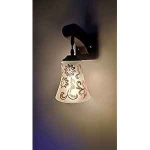 arus wooden and glass flower design work transparent shade downlight wall light for home transculent  pack of 1