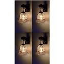 Arus Wooden and Glass Flower Design Work Transparent Shade Downlight Wall Light for Home (Transculent ; Pack of 4)