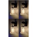 Arus Wooden and Glass Flower Design Work Transparent Shade Downlight Wall Light for Home (Transculent ; Pack of 4)