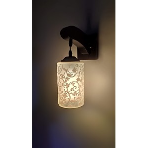 arus wooden and glass flower leaf design white shade downlight fancy wall lamp for home white  pack of 1