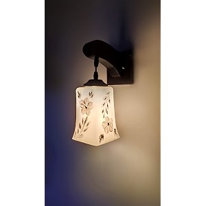 arus wooden and glass flower leaf design work white shade downlight wall light for home white  pack of 1