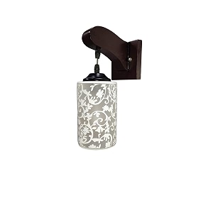 arus wooden and glass flower leaf design white shade downlight fancy wall lamp for home white  pack of 2