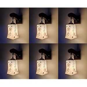 arus wooden and glass flower leaf design work white shade downlight wall light for home white  pack of 6