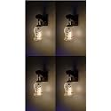 Arus Wooden and Glass Flower Leaf Design Work Transparent Shade Downlight Wall Lamp for Home (Transculent ; Pack of 4)
