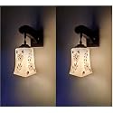 Arus Wooden and Glass Flower Leaf Design Work White Shade Downlight Wall Light for Home (White ; Pack of 2)