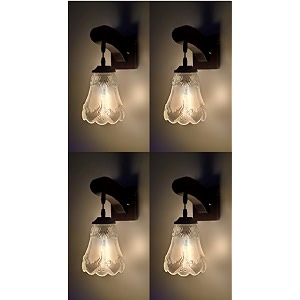 arus wooden and glass flower shape transparent shade downlight fancy wall lamp for home transparent  pack of 4