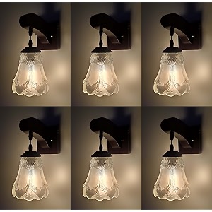 arus wooden and glass flower shape transparent shade downlight fancy wall lamp for home transparent  pack of 6