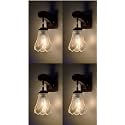 Arus Wooden and Glass Flower Shape Transparent Shade Downlight Fancy Wall Lamp for Home (Transparent ; Pack of 4)