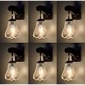 Arus Wooden and Glass Flower Shape Transparent Shade Downlight Fancy Wall Lamp for Home (Transparent ; Pack of 6)