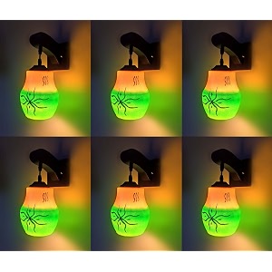 arus wooden and glass glitter worked exquisite green and yellow shade downlight fancy wall lamp for home green-yellow  pack of 6