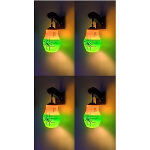 arus wooden and glass glitter worked exquisite green and yellow shade downlight fancy wall lamp for home green-yellow  pack of 4