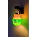 Arus Wooden and Glass Glitter Worked Exquisite Green and Yellow Shade Downlight Fancy Wall Lamp for Home (Green-Yellow ; Pack of 1)