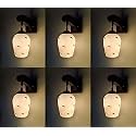 Arus Wooden and Glass Green Leaf Design White Shade Downlight Fancy Wall Lamp for Home (White-Green ; Pack of 6)
