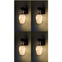 Arus Wooden and Glass Green Leaf Design White Shade Downlight Fancy Wall Lamp for Home (White-Green ; Pack of 4)