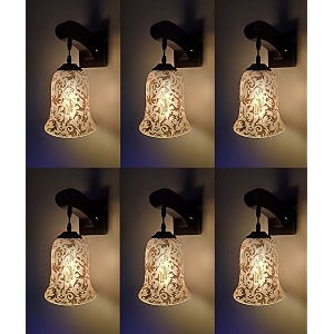 arus wooden and glass leaf design transparent shade downlight fancy wall lamp for home transparent  pack of 6
