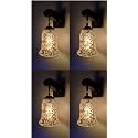 Arus Wooden and Glass Leaf Design Transparent Shade Downlight Fancy Wall Lamp for Home (Transparent ; Pack of 4)