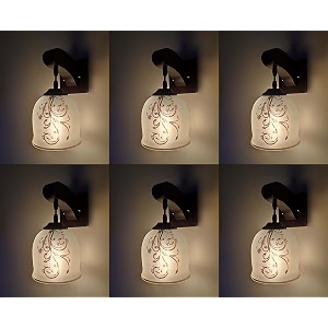 arus wooden and glass leaf string design work transparent shade downlight wall light for home transculent  pack of 6