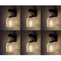 Arus Wooden and Glass Leaf String Design Work Transparent Shade Downlight Wall Light for Home (Transculent ; Pack of 6)
