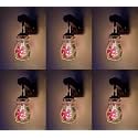 Arus Wooden and Glass Modern Fancy Flower Print Design Downlight Wall Lamp for Home (Multicolor ; Pack of 6)