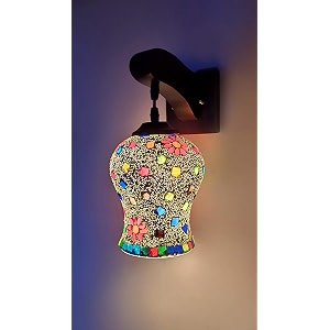 arus wooden and glass multi flower design white multi shade downlight fancy wall light for home multi  pack of 1