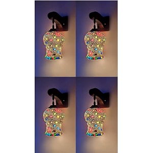 arus wooden and glass multi flower design white multi shade downlight fancy wall light for home multi  pack of 4