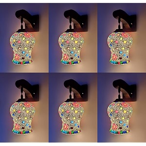 arus wooden and glass multi flower design white multi shade downlight fancy wall light for home multi  pack of 6