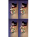 Arus Wooden and Glass Multi Flower Design White Multi Shade Downlight Fancy Wall Light for Home (Multi ; Pack of 4)