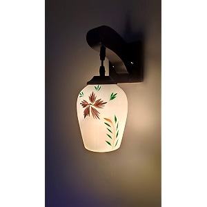 arus wooden and glass multicolor flower leaf design white shade downlight fancy wall lamp for home multi  pack of 1