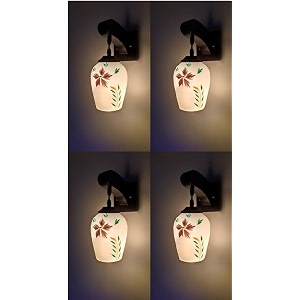arus wooden and glass multicolor flower leaf design white shade downlight fancy wall lamp for home multi  pack of 4
