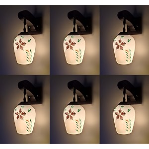 arus wooden and glass multicolor flower leaf design white shade downlight fancy wall lamp for home multi  pack of 6