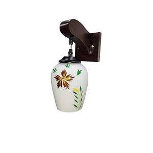 arus wooden and glass multicolor flower leaf design white shade downlight fancy wall lamp for home multi  pack of 2