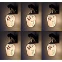 Arus Wooden and Glass Multicolor Flower Leaf Design White Shade Downlight Fancy Wall Lamp for Home (Multi ; Pack of 6)