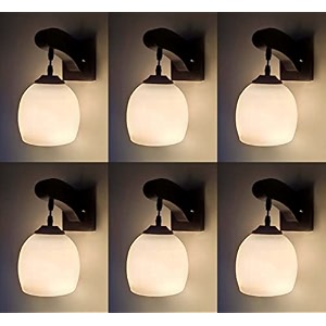 arus wooden and glass white ball shaped modern downlight fancy wall light for home white  pack of 6