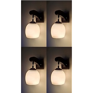 arus wooden and glass white ball shaped modern downlight fancy wall light for home white  pack of 4