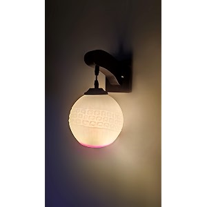 arus wooden and glass white ball shaped pink shade downlight fancy wall light for home white-pink  pack of 1