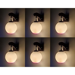 arus wooden and glass white ball shaped pink shade downlight fancy wall light for home white-pink  pack of 6